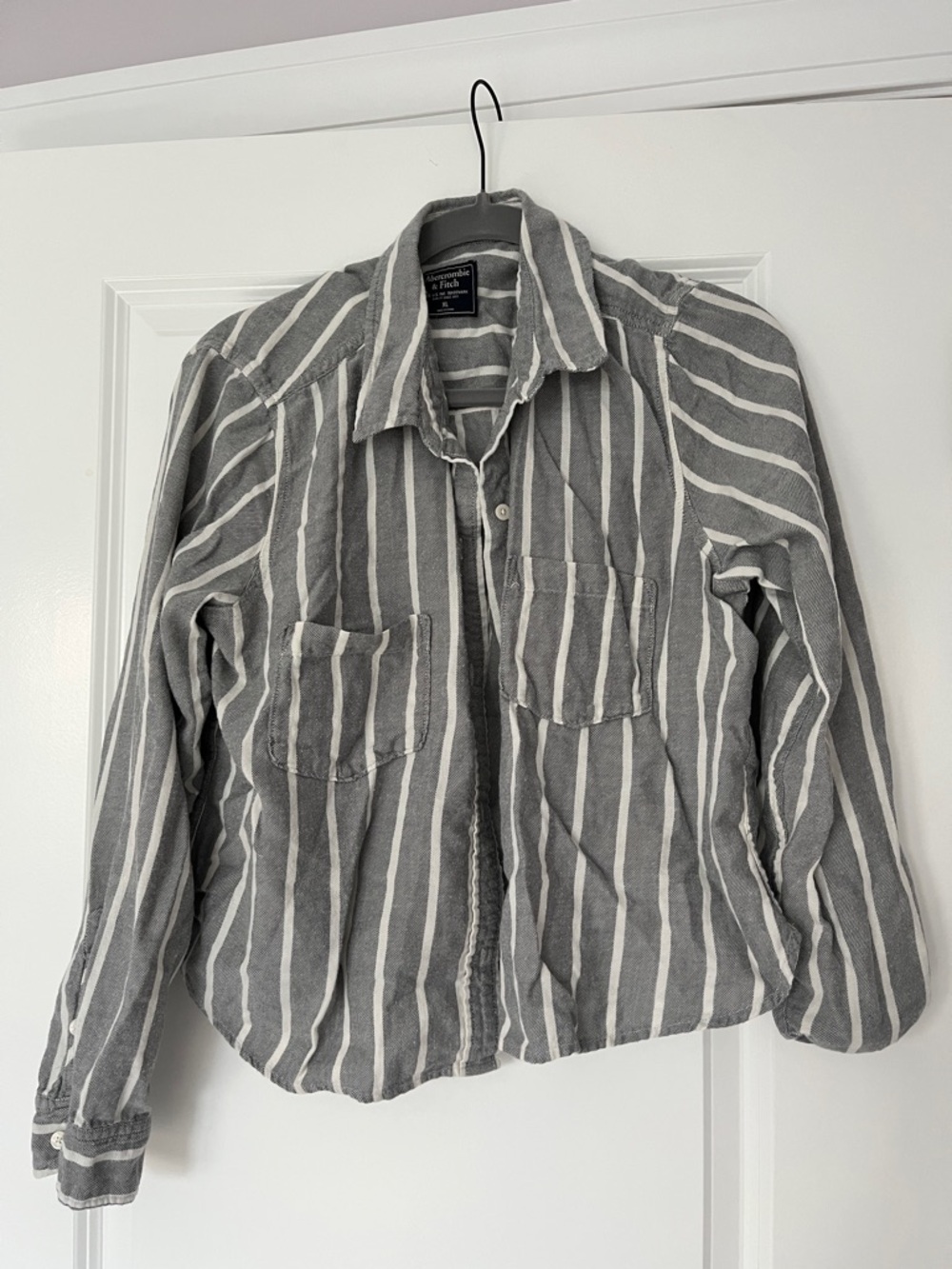 Abercrombie & Fitch Navy, Gray & White Striped Shirt XL